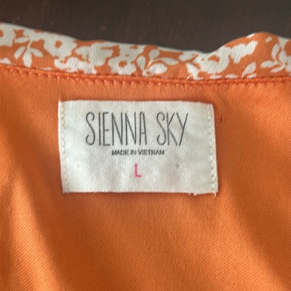 Sienna Sky Ditsy Floral V Neck Flutter Sleeve Orange/White Summer Midi Dress - Picture 7 of 16